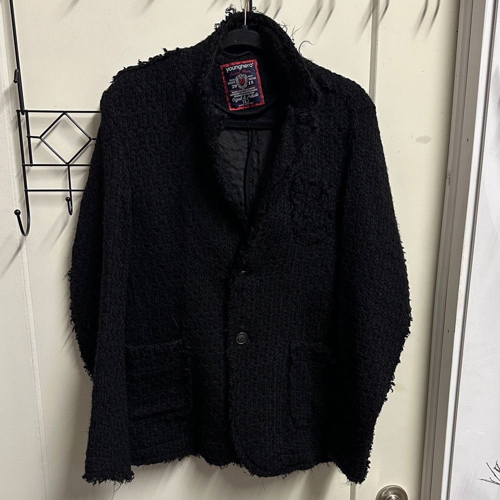 Younghero Black Casual Distressed Style Blazer L